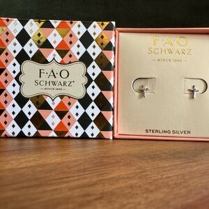 FAO Schwarz Petite Sterling Silver Cross Earrings